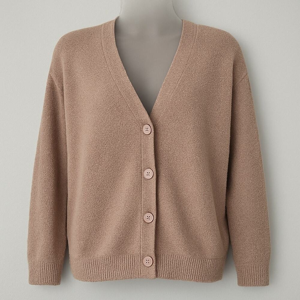 BAREFOOT DREAMS Mauve Pink Cardigan Sweater Cozy Oversized Button Front Small